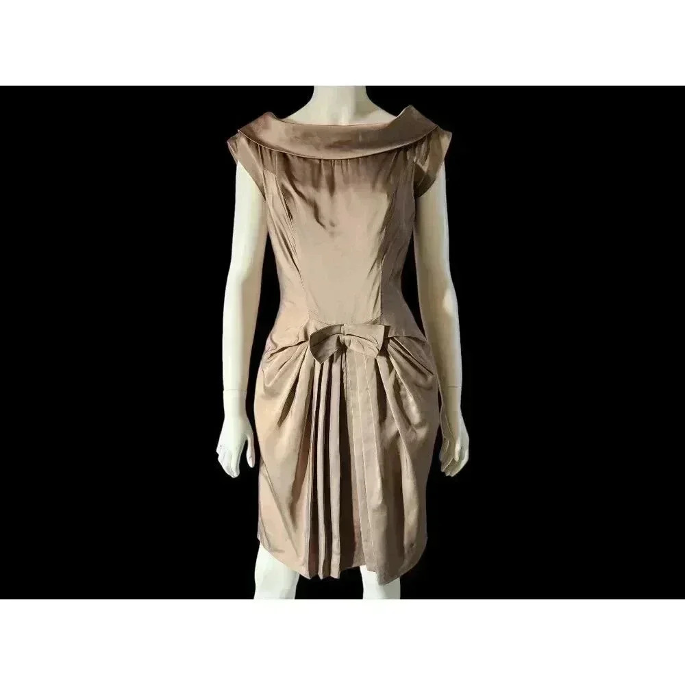 Vintage 50s 60s Satin Cocktail Dress 6-8 S/M
